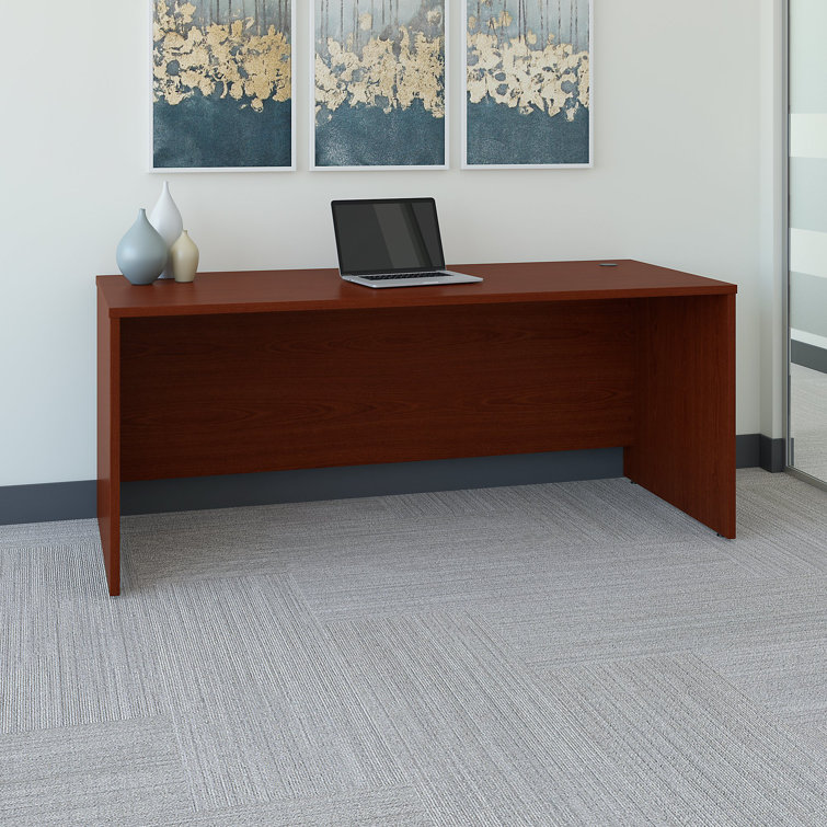 Transitional Mocha Cherry Executive Office Desk with Drawer