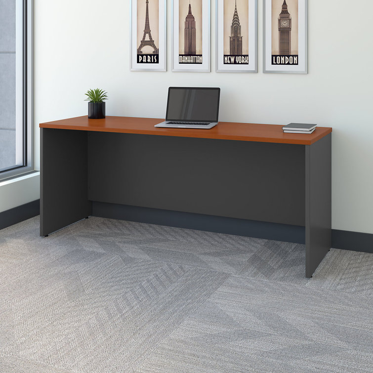 Contemporary Gray-Brown Natural Cherry Home Office Desk with Drawer
