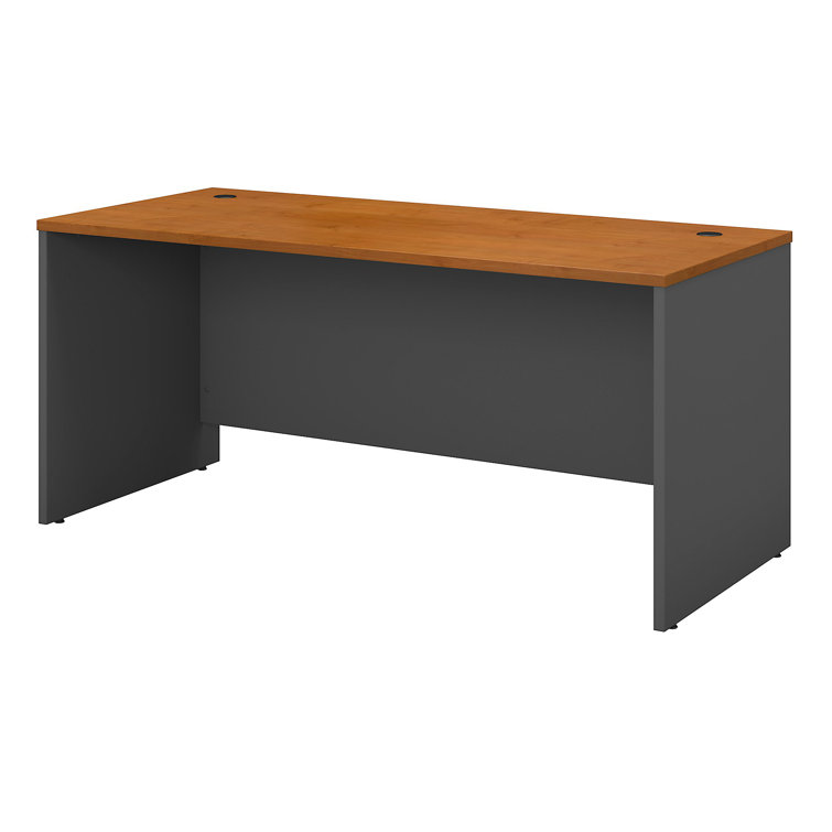 Natural Cherry and Graphite Gray Executive Desk with Drawer and Filing Cabinet