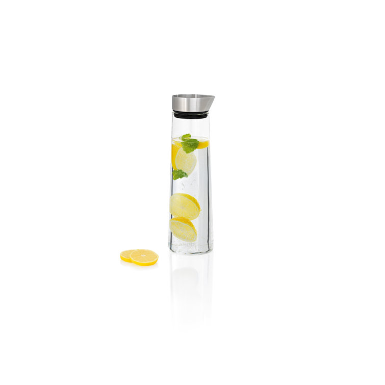 Acqua 34 oz Clear Glass and Stainless Steel Water Carafe