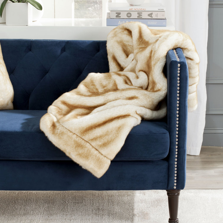 Light Brown Faux Fur Machine Washable Throw Blanket