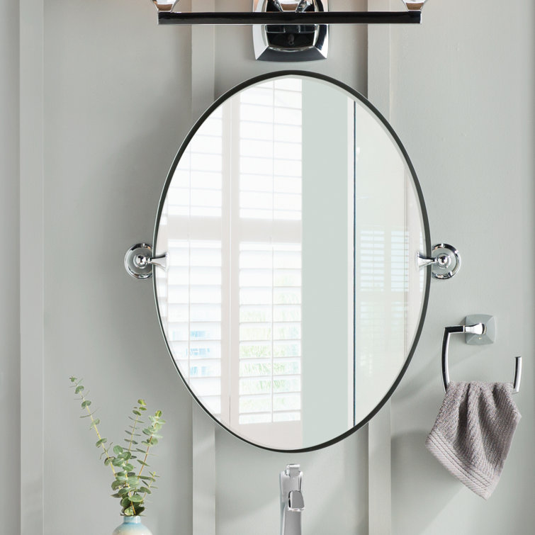 26" x 22.8" Frameless Oval Chrome Bathroom Vanity Mirror