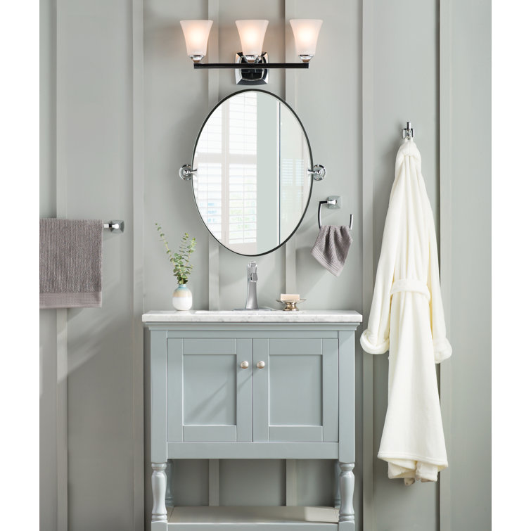 26" x 22.8" Frameless Oval Chrome Bathroom Vanity Mirror