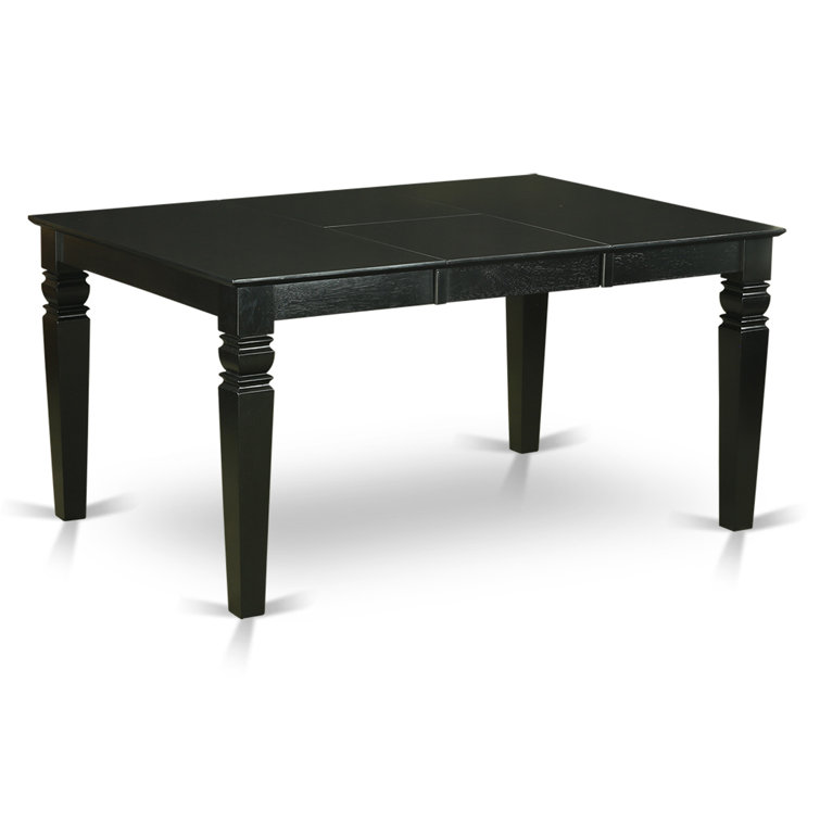 Black Rubberwood Extendable Dining Table Set with 4 Slatted Chairs