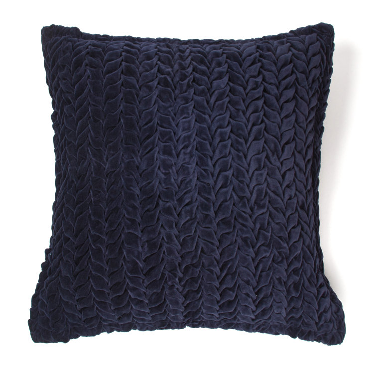 Indigo Waffle Knit Square Throw Pillow