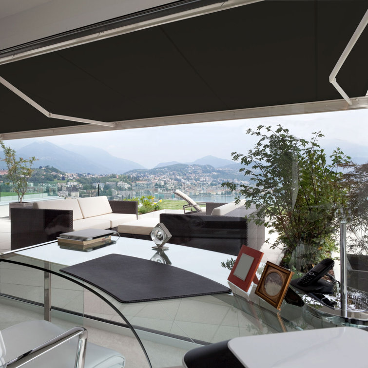 Black 8' x 6' Manual Retractable Aluminum Patio Awning