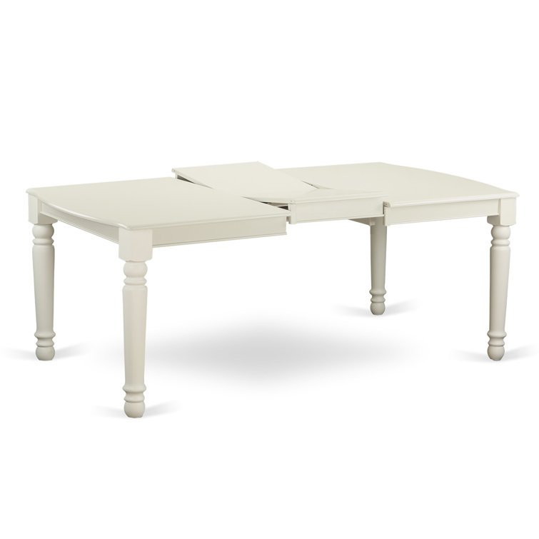 Linen White Extendable Dining Set with Dark Shitake Chairs