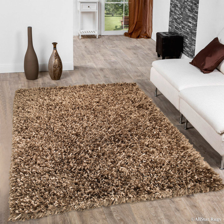 Handmade Champagne Viscose Shag Area Rug 4'11" x 6'11"
