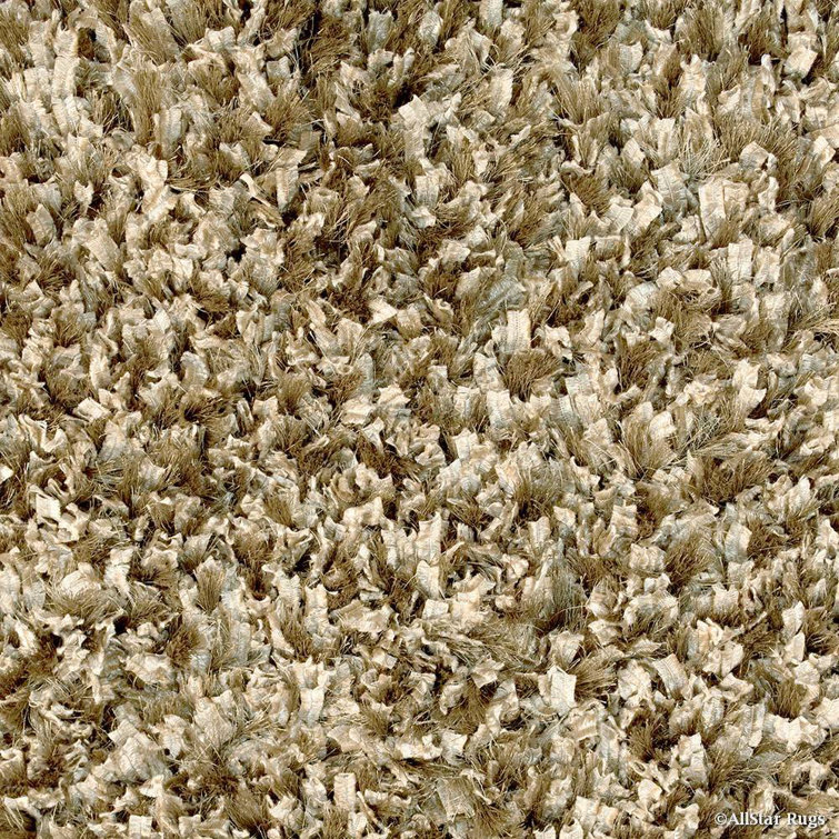 Handmade Champagne Viscose Shag Area Rug 4'11" x 6'11"