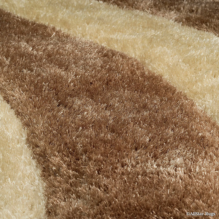 Champagne and Brown Abstract Shag Rug 5' x 7'