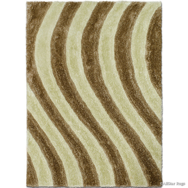 Champagne and Brown Abstract Shag Rug 5' x 7'