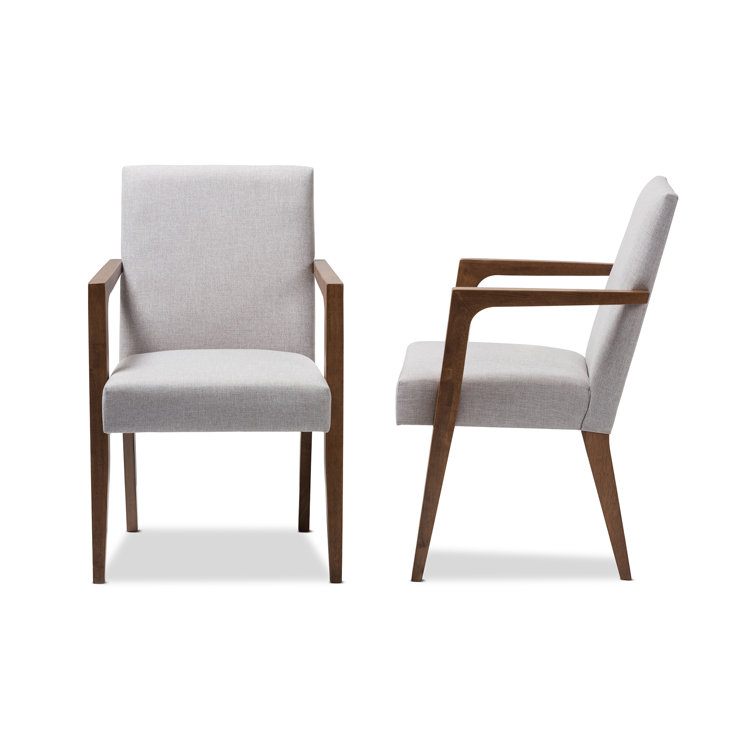 Andrea Mid-Century Modern Grayish Beige Leather Accent Chair