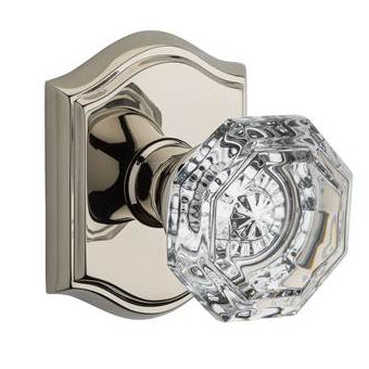 Polished Nickel Crystal Octagonal Knob with Arch Rose