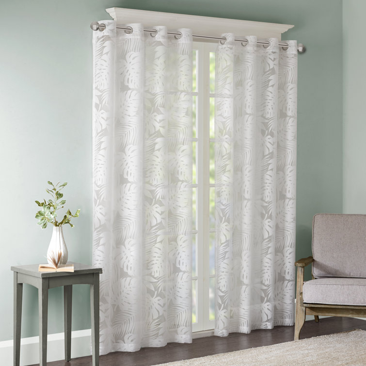 Maui White Sheer Grommet Top Window Drapes