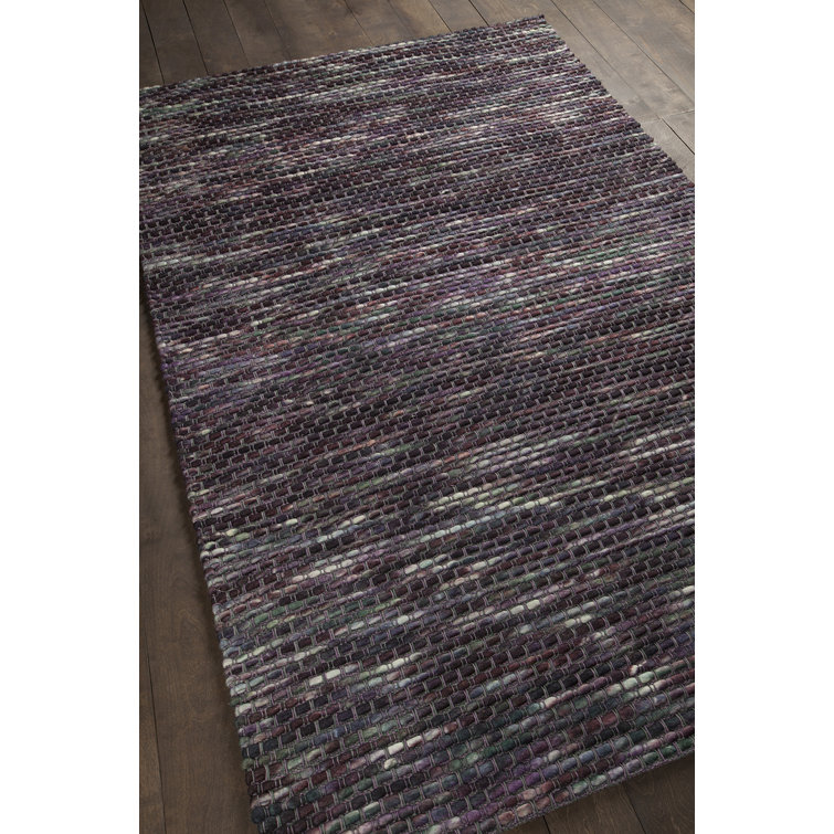 Argos Hand-Woven Black and Green Stripe Wool Rug 7'9" x 10'6"