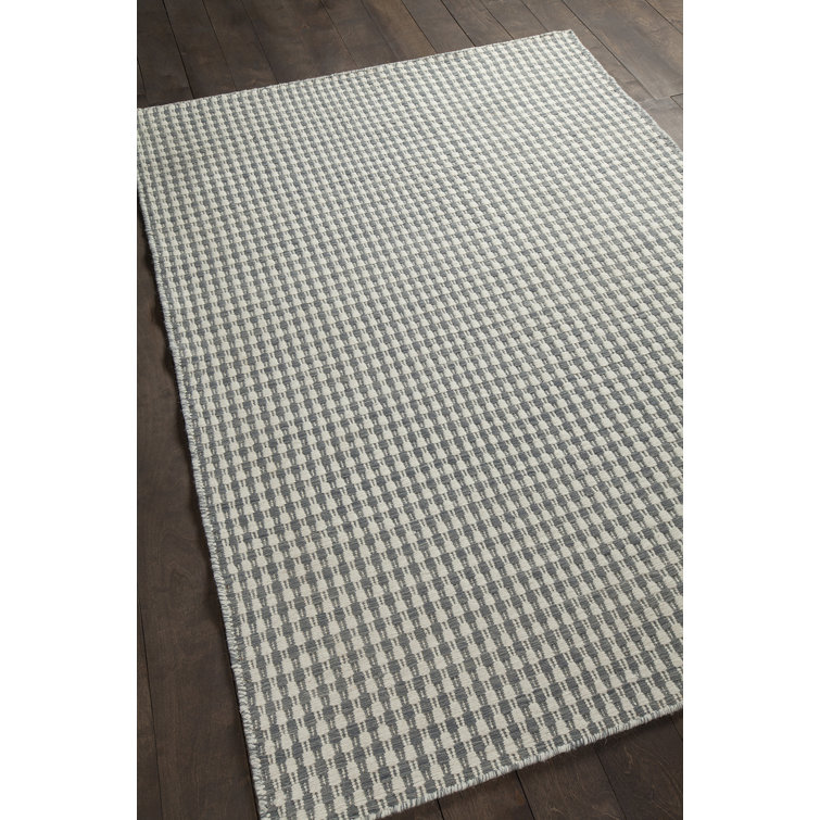 Modern Crest Beige and Gray Handwoven Wool Rug 5' x 7'