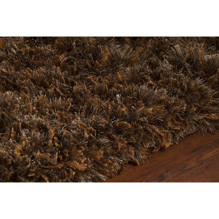 Diano Luxe Handwoven Shag Area Rug, Brown, 9' x 13'