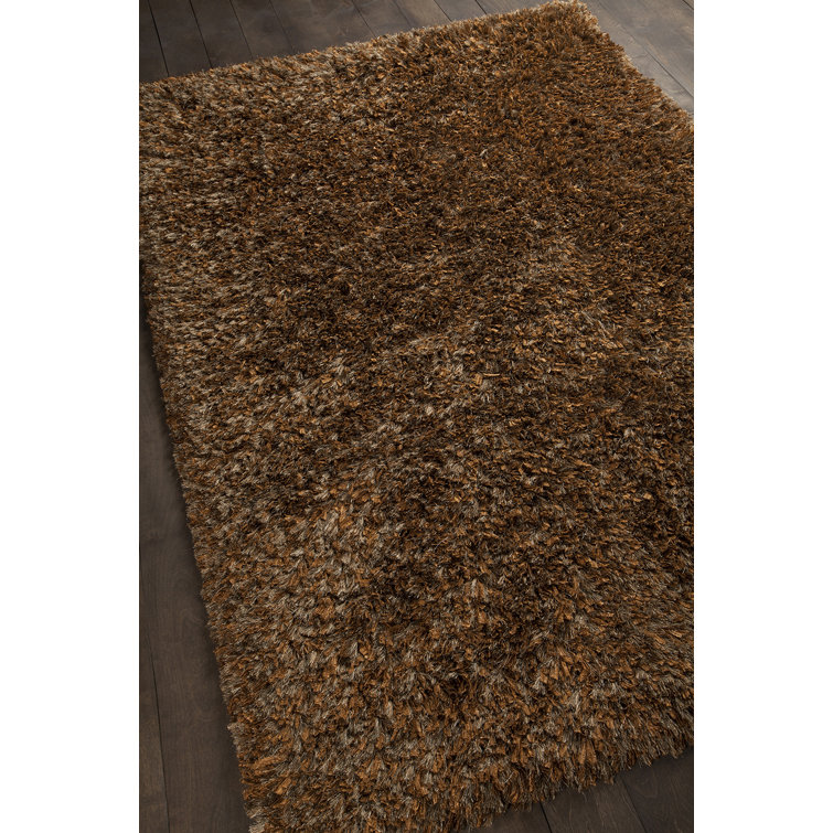 Diano Luxe Handwoven Shag Area Rug, Brown, 9' x 13'