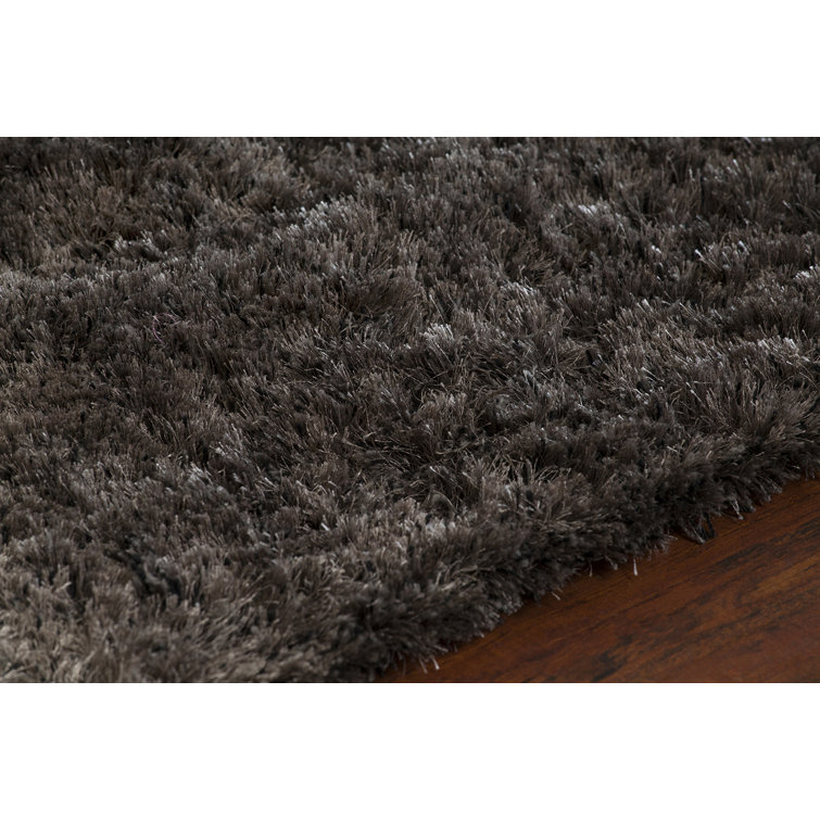 Edina Gray Handmade Wool Shag Rug 5' x 7'