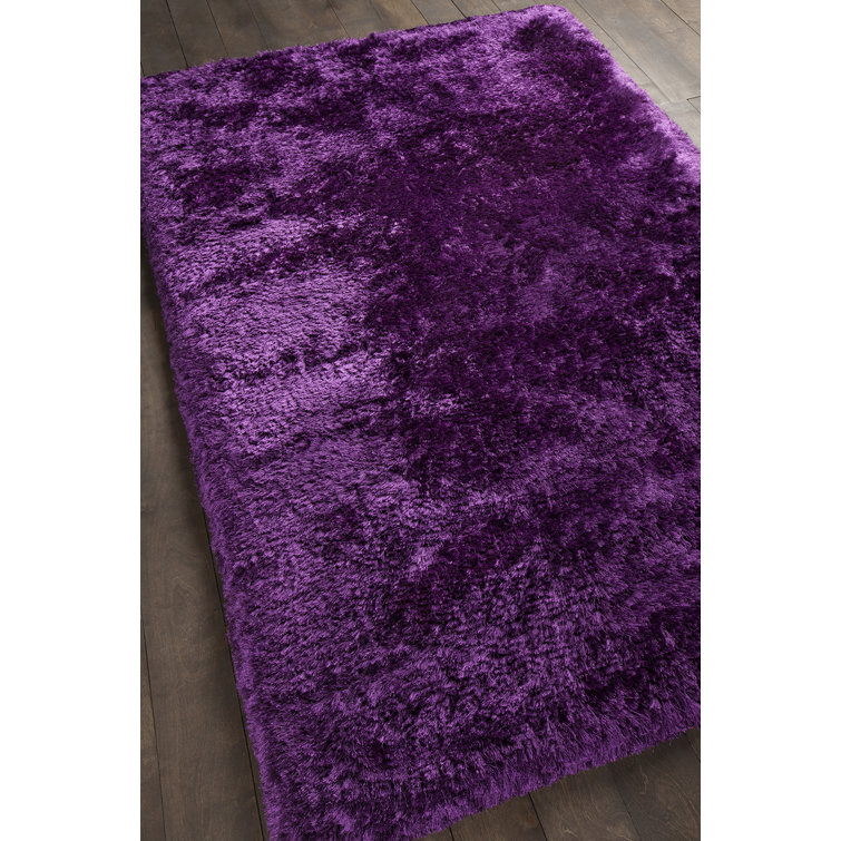 Handmade Purple Shag Rectangular 5' x 7' Polyester Rug