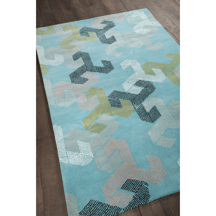 Handmade White Tufted Wool and Viscose 5' x 7' Rug
