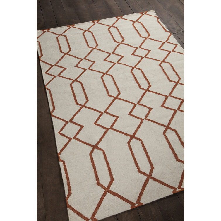 Lima Handmade Geometric Red Wool Area Rug, 7' x 10'