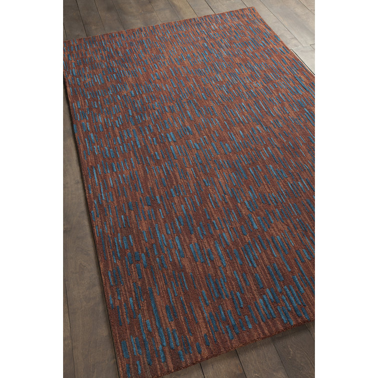 Misty Blue and Brown Hand-Tufted Wool Rug