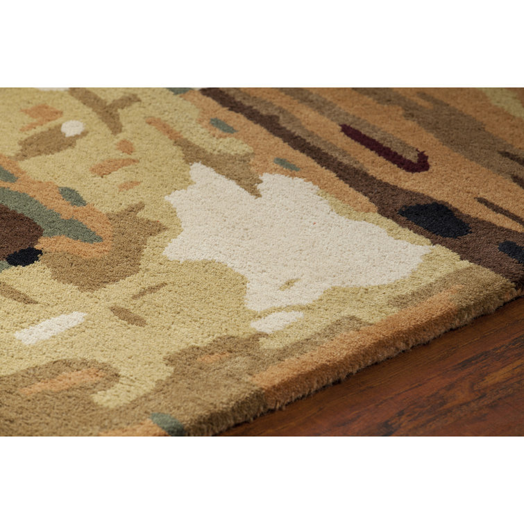 Nirvana Blue and Beige Wool Abstract 5' x 7' Rug