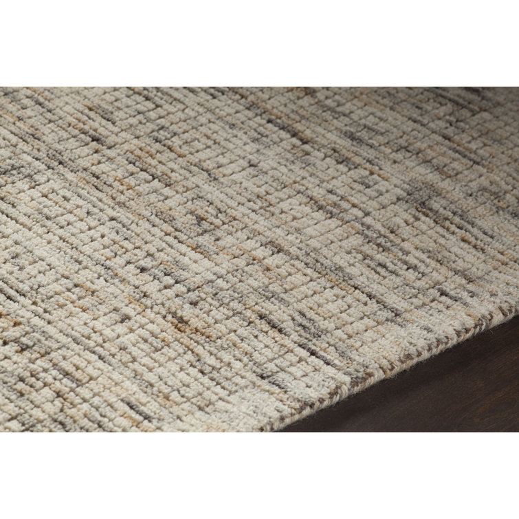 Hand-Knotted Beige Geometric Wool Blend 5' x 7' Area Rug