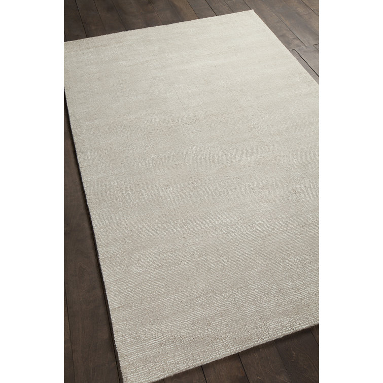 Ivory Rectangular Hand-Woven Wool Blend Area Rug 5' x 7'