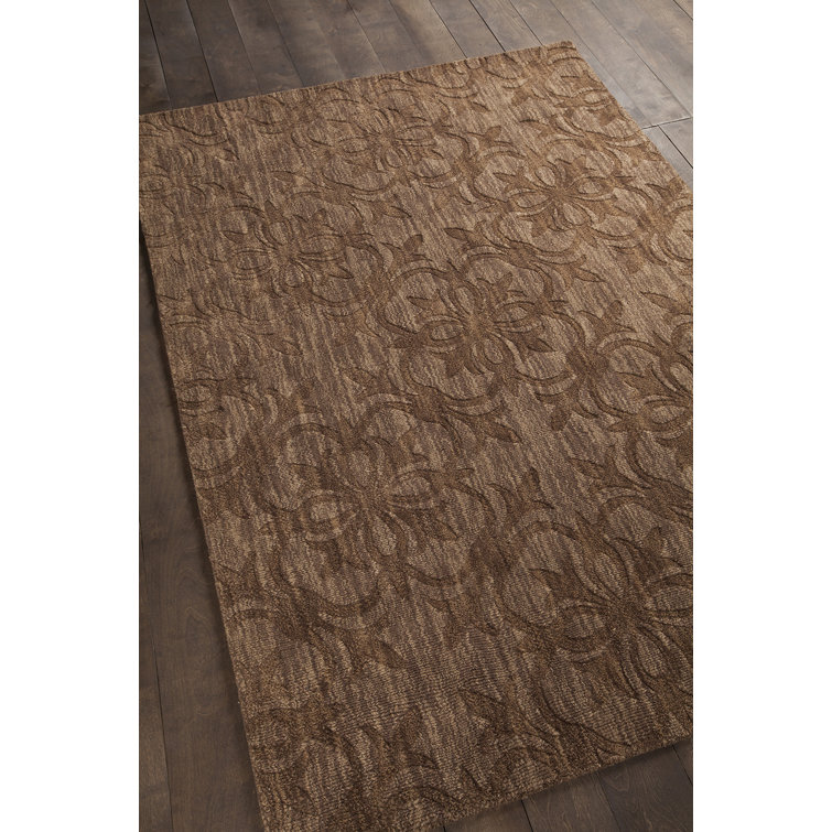 Handmade Tufted Brown Wool Rectangular Rug 9' x 13'