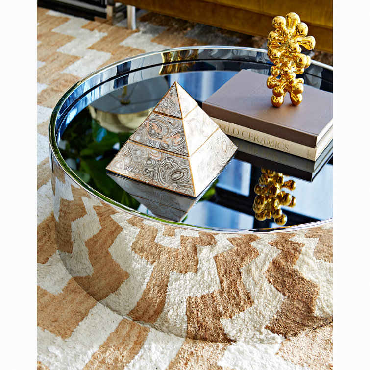 Round Stainless Steel and Smoked Mirror Cocktail Table