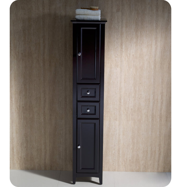 Espresso Solid Wood Traditional Tall Living Room Cabinet