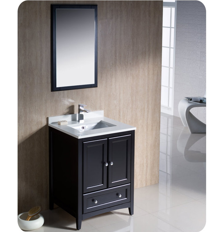 Espresso 24" Freestanding Single Sink Vanity Set with Mirror