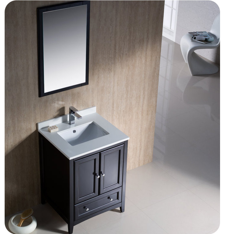 Espresso 24" Freestanding Single Sink Vanity Set with Mirror