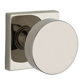Polished Nickel Contemporary Square Rosette Solid Brass Knob