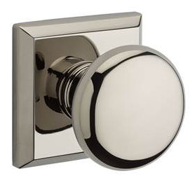 Polished Nickel Round Interior Door Knob with Square Rose