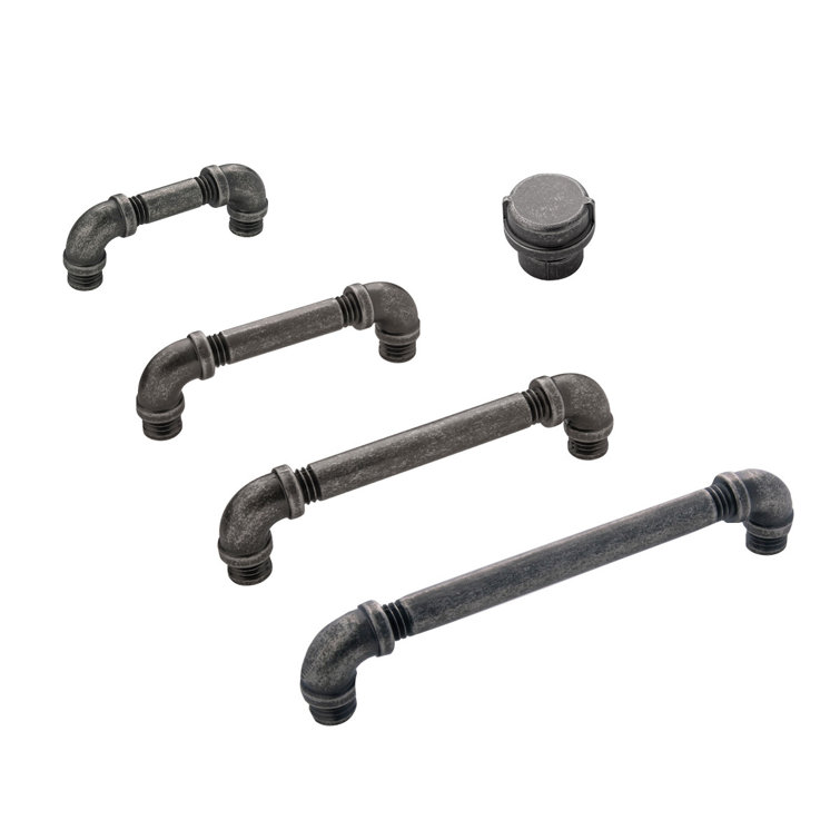 Black Nickel Industrial Bar Cabinet Pull with Mounting Hardware