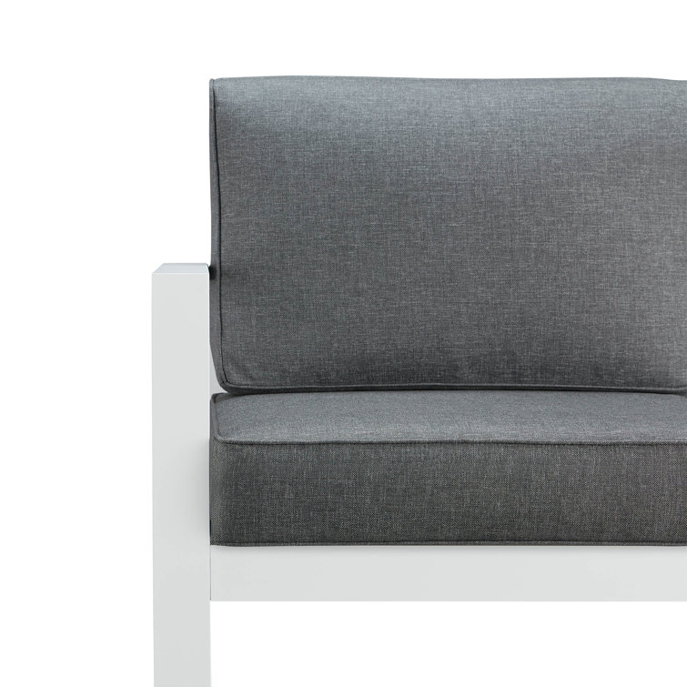 Baltic White Metal Outdoor Sofa with Gray Cushions