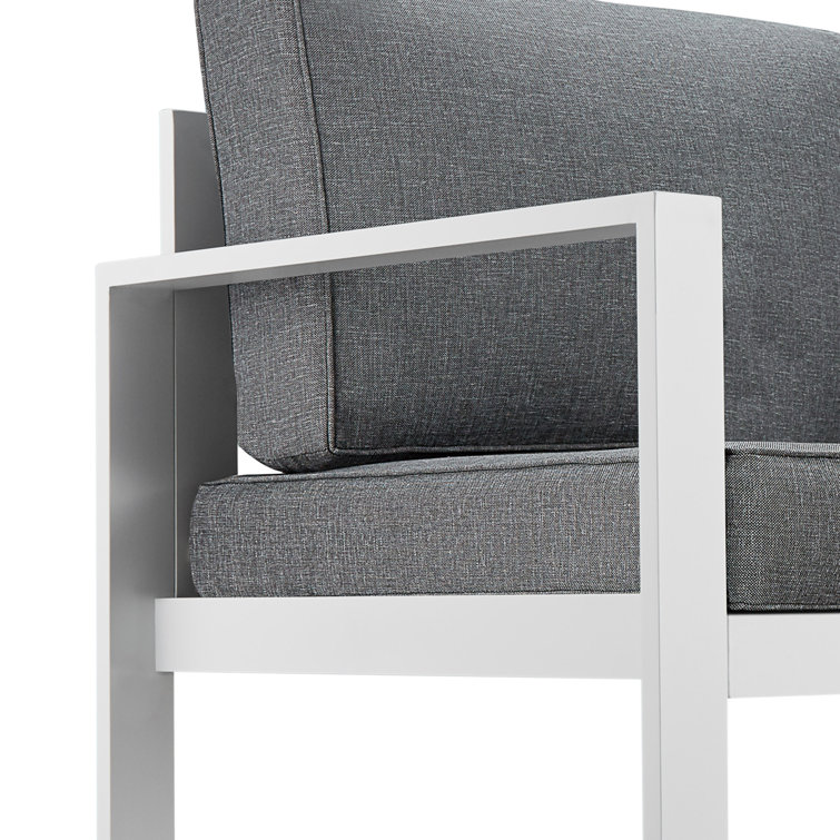 Baltic White Metal Outdoor Sofa with Gray Cushions