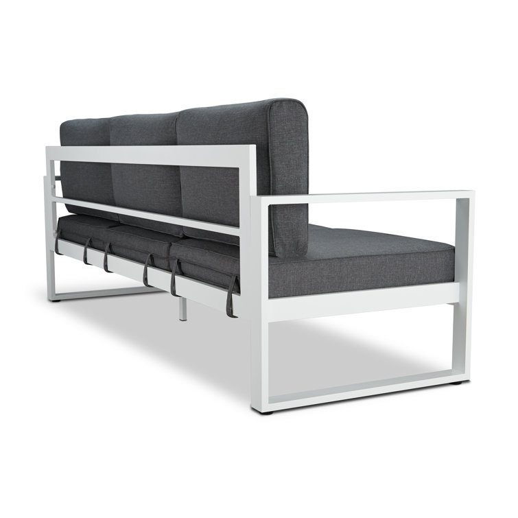 Baltic White Metal Outdoor Sofa with Gray Cushions