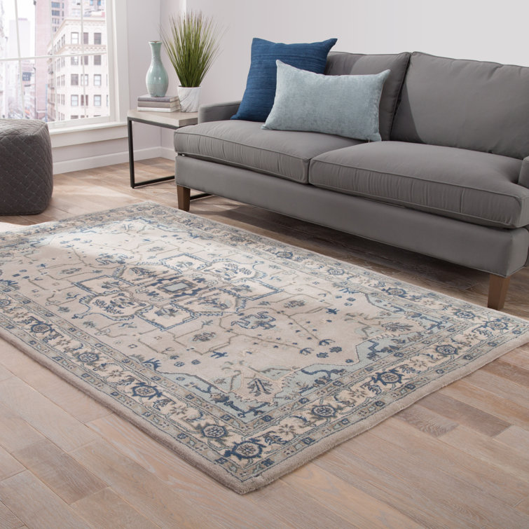 Handmade Gray Wool 5'x8' Tufted Rectangular Area Rug