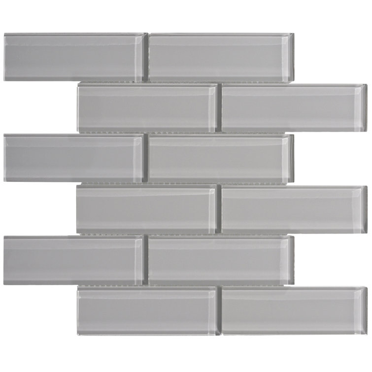 Premium Dark Gray Polished Glass Subway Wall Tile