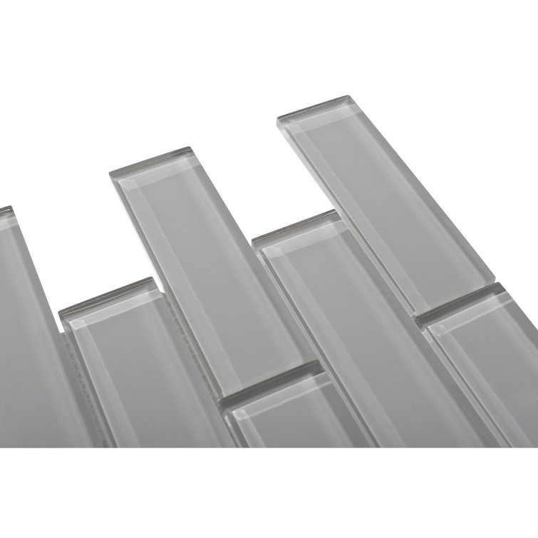 Premium Dark Gray Polished Glass Subway Wall Tile