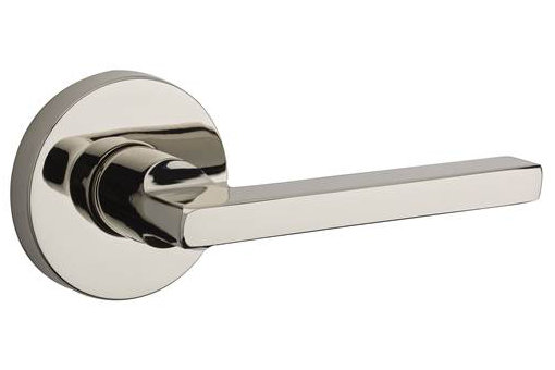 Polished Nickel Square Passage Door Lever with Round Rose