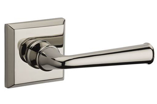 Polished Nickel Solid Brass Privacy Door Lever with Square Rose