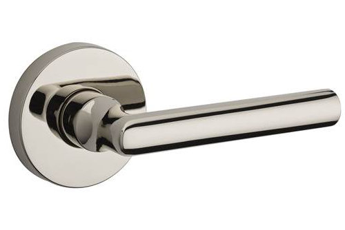 Polished Nickel Solid Brass Privacy Door Lever with Round Rosette