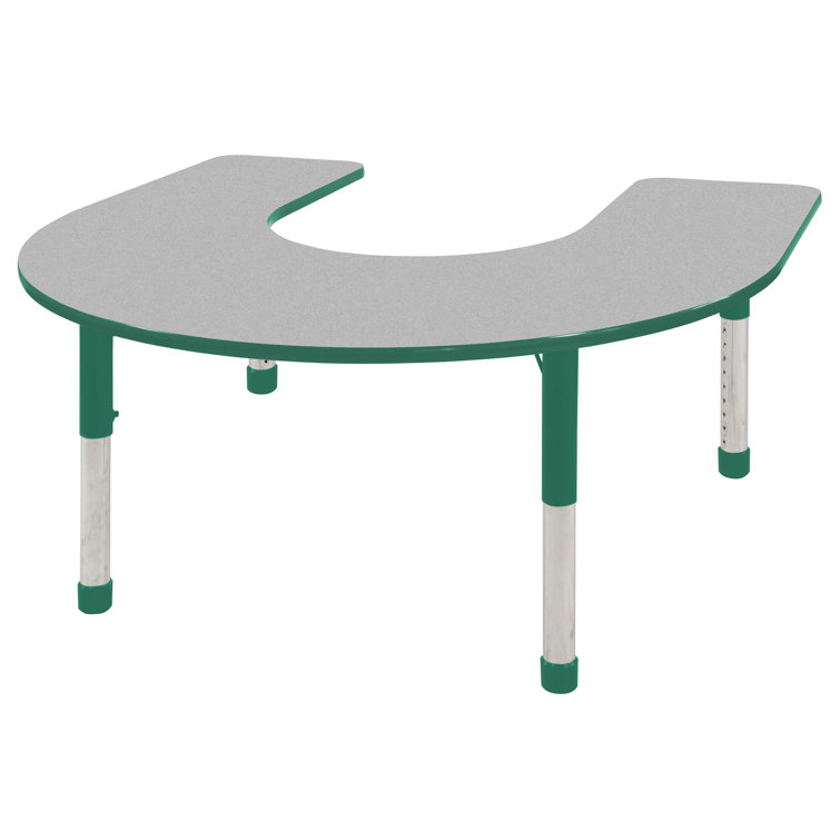 Gray and Blue Adjustable Horseshoe Activity Table with Metal Legs