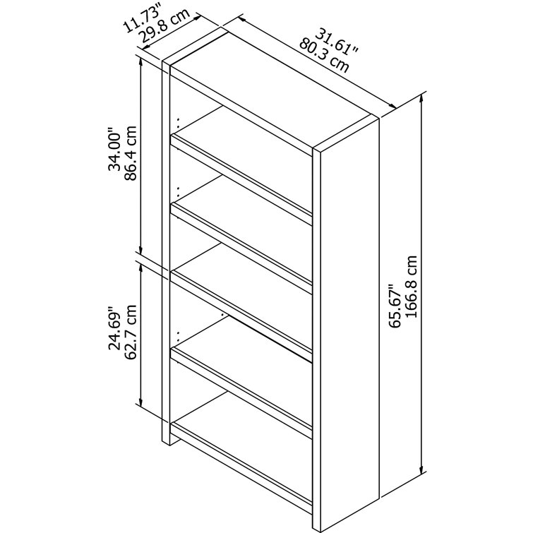 Echo 66" Gray Sand Adjustable Wood Bookcase