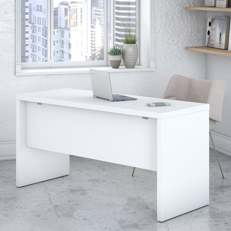 Modern Pure White 60" Home Office Desk with Drawer and Cabinet